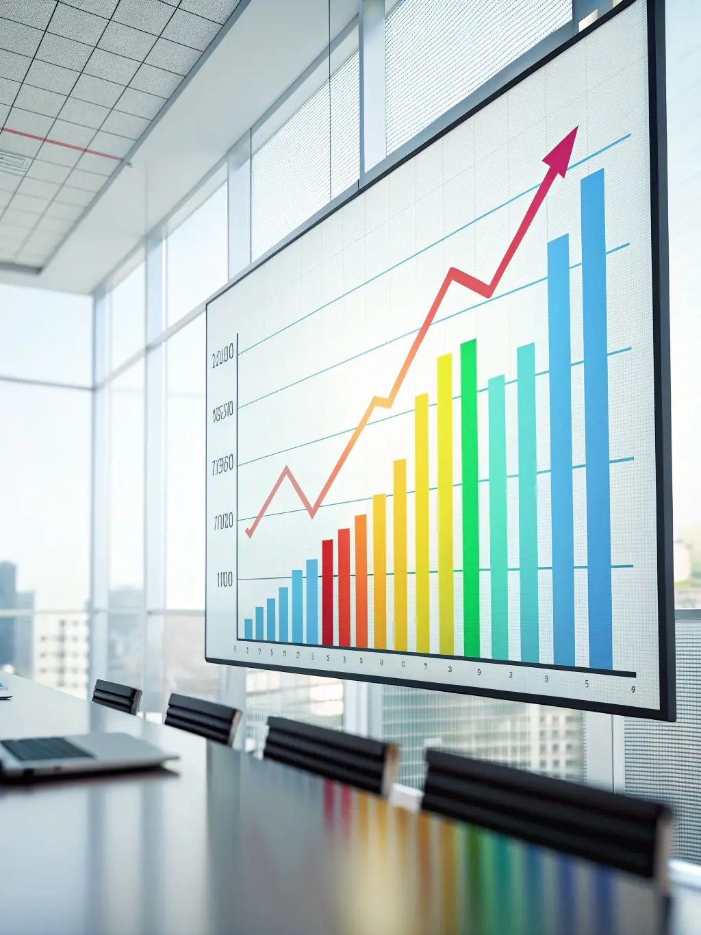 A digital illustration of a growing graph, symbolizing business growth and increased efficiency through AI automation.